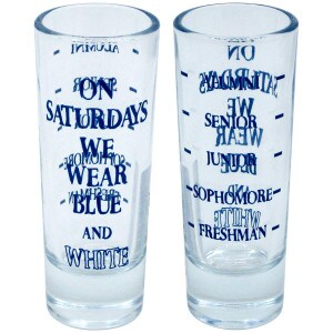 shot glass On Saturdays We Wear Blue and White